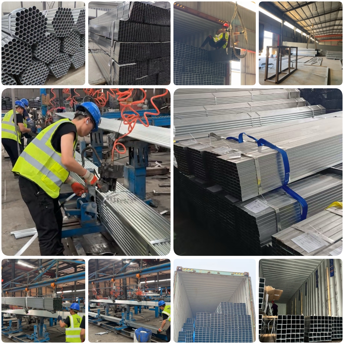 Galvanized steel tube packing and loading